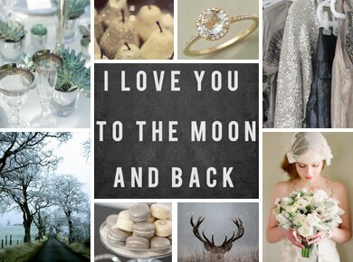Silver, Evergreen, and Gray Winter Wedding Inspiration Board